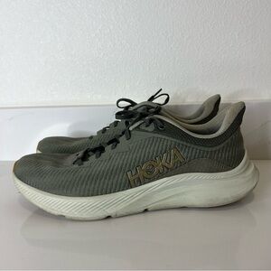 Hoka Men's Olive Green Athletic Sneakers with White Midsole